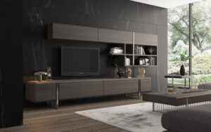 Gold-detailed luxury TV stand with a classic and elegant design.