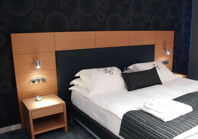 Contract bed frames and headboards for hotel guest rooms — European hospitality bedroom furniture Florida