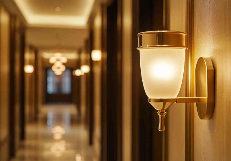 Contract wall sconces for hotel corridors and restaurant dining rooms — European hospitality lighting Florida