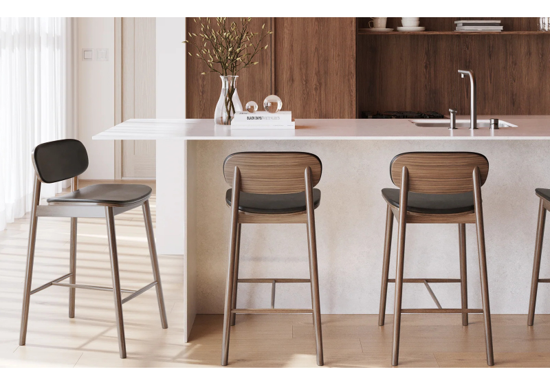 Counter height contract bar stools for cafes and kitchen islands — European commercial seating Florida