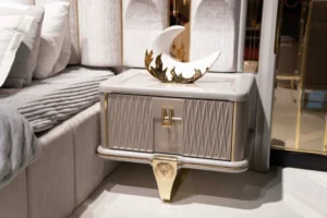 luxury nightstand with gold accents from modern bedroom furniture set – Tampa