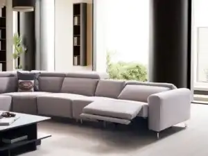 modern gray reclining sectional sofa with chaise in contemporary living room tampa bay
