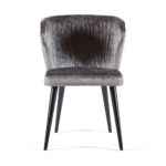 Dale Modern Dining Chair in gray fabric with wooden legs