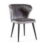 Dale Modern Dining Chair in gray fabric with wooden legs