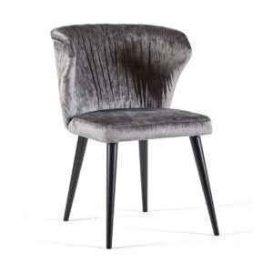 Dale Modern Dining Chair in gray fabric with wooden legs