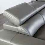 Vadso Sectional Right Chaise Contemporary Dark Gray 3-Seater Sofa with Adjustable Headrest and Leather Match Upholstery