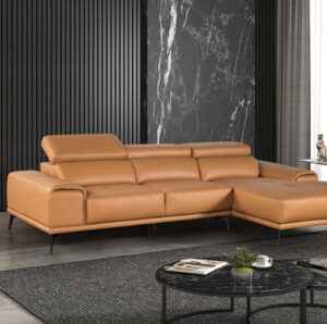 Vadso Sectional Right Chaise Contemporary Tangerine 2-Piece Modern Sofa with Leather Match Upholstery
