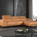 Vadso Sectional Right Chaise Contemporary Tangerine 2-Piece Modern Sofa with Leather Match Upholstery