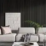 modern living room with wpc black fluted wall panel tampa bay