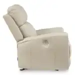 Side profile of the Dahlmoore Power Rocker Recliner in a partially reclined position, highlighting the built-in power control and the deep, comfortable seating.
