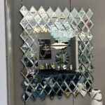clover wall mirror, rectangular wall mirror, living room mirror, entryway mirror, bathroom mirror, decoration for hallway, bathroom, living room, bedroom, frame, ornament