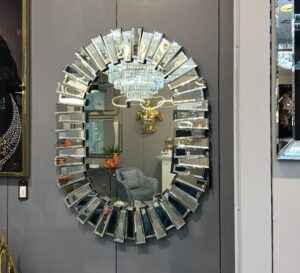 piano oval wall mirror, oval wall mirror, living room mirror, entryway mirror, bathroom mirror, decoration for hallway, bathroom, living room, bedroom, frame, ornament
