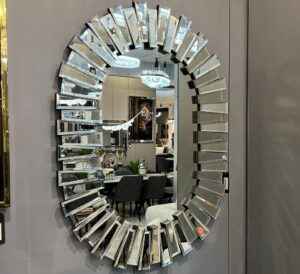 piano oval wall mirror, oval wall mirror, living room mirror, entryway mirror, bathroom mirror, decoration for hallway, bathroom, living room, bedroom, frame, ornament