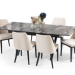 Shineco Extendable Dining Table in its non-extended form, paired with elegant chairs.