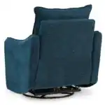 Back view of the McBurg swivel power recliner, highlighting the durable fabric and the 360-degree swivel base mechanism.