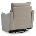 Back view of the McBurg swivel power recliner, highlighting the 360-degree swivel mechanism base and the smooth, tailored back upholstery.