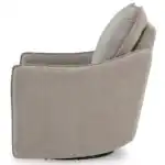 Side profile studio shot of the McBurg swivel power recliner, highlighting the cushioned back and armrest shape.