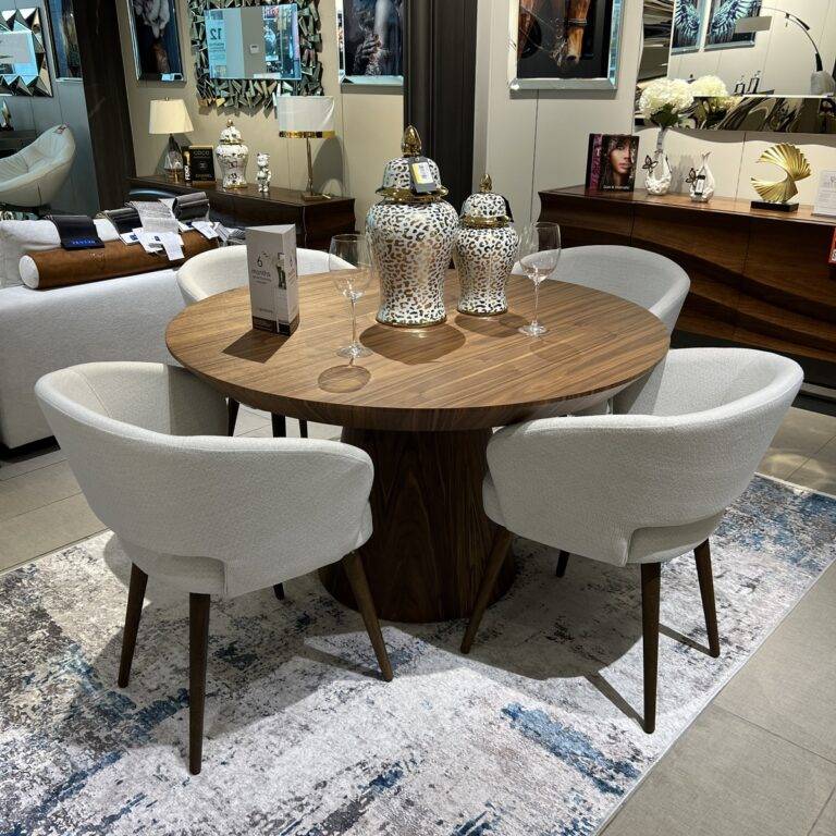 Monaco Modern Round Dining Table Walnut Tampa
