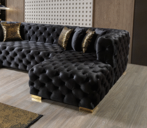 Luxury Chesterfield Black Velvet Sectional Sofa Tampa