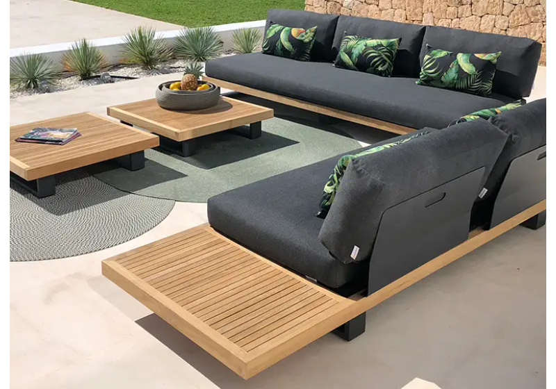 Outdoor contract lounge seating for resort pool decks and hotel terraces — UV-resistant commercial furniture Florida