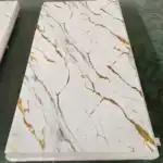 Calacatta Gold PVC marble sheet with elegant white base and golden marble veins