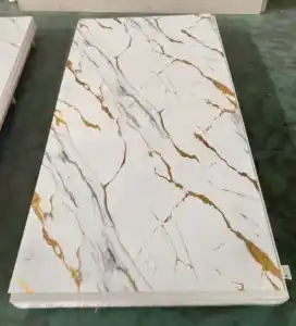 Calacatta Gold PVC marble sheet with elegant white base and golden marble veins