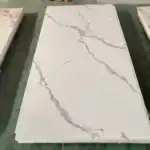 Carrara white PVC marble sheet with gray veining, luxury wall panel alternative to natural marble.