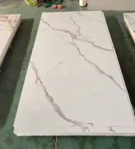 Carrara white PVC marble sheet with gray veining, luxury wall panel alternative to natural marble.