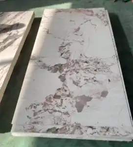Emperador light PVC marble sheet with brown and copper tones, luxury marble wall panel design.