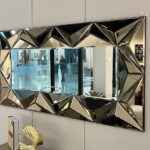 pyramid rectangular wall, bronze mirror, mirror, modern mirror, living room mirror, entryway mirror, bathroom mirror, decoration for hallway, bathroom, living room, bedroom, frame, ornament