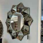pyramid round wall, bronze mirror, mirror, modern mirror, living room mirror, entryway mirror, bathroom mirror, decoration for hallway, bathroom, living room, bedroom, frame, ornament