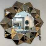 pyramid round wall, bronze mirror, mirror, modern mirror, living room mirror, entryway mirror, bathroom mirror, decoration for hallway, bathroom, living room, bedroom, frame, ornament