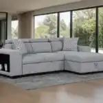 Gray sectional sofa with right chaise and bookcase arm Chatteris