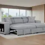 Chatteris Gray Sectional Sofa pull-out sleeper with storage chaise
