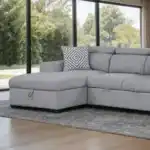 Chatteris Gray Sectional Sofa Left Chaise close-up with accent pillow.