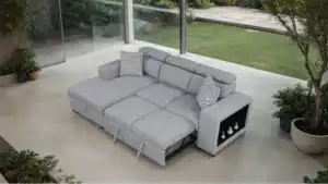 Chatteris Gray Sectional Sofa sleeper pull-out with left chaise.
