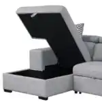 Storage chaise detail on Chatteris Gray Sectional Sofa.