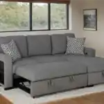 Chatham sectional sofa gray with pull-out sleeper extended.