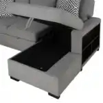 Chatham sectional sofa right chaise storage compartment open.