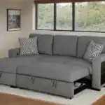 Chatham Gray Sectional Sofa left chaise with pull-out sleeper extended.
