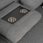 Chatham Gray Sectional Sofa dropdown cup holder console.