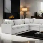 Crayford Light Gray Sectional Sofa L-Shape with linen fabric in a modern Tampa living room.