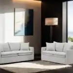 Crayford Light Gray Sofa and Loveseat set in modern living room Tampa.