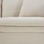 Taupe linen loveseat cushion detail with feather blend padding Tampa