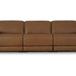 Magic Man brown leather reclining sofa 3-piece power sectional in a modern Tampa living room.