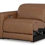Magic Man brown leather reclining sofa 3-piece power sectional in a modern Tampa living room.