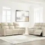 Full set view of the Dahlmoore power sofa and loveseat, both in a closed position, defining a clean and modern seating arrangement. Ideal for contemporary furniture seekers in Tampa.