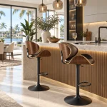 Alex brown adjustable bar stools at a modern Florida kitchen island
