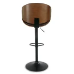 Back view of Alex brown adjustable bar stool with walnut finish