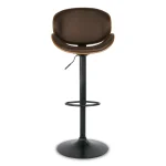 Front view of Alex brown adjustable bar stool with footrest